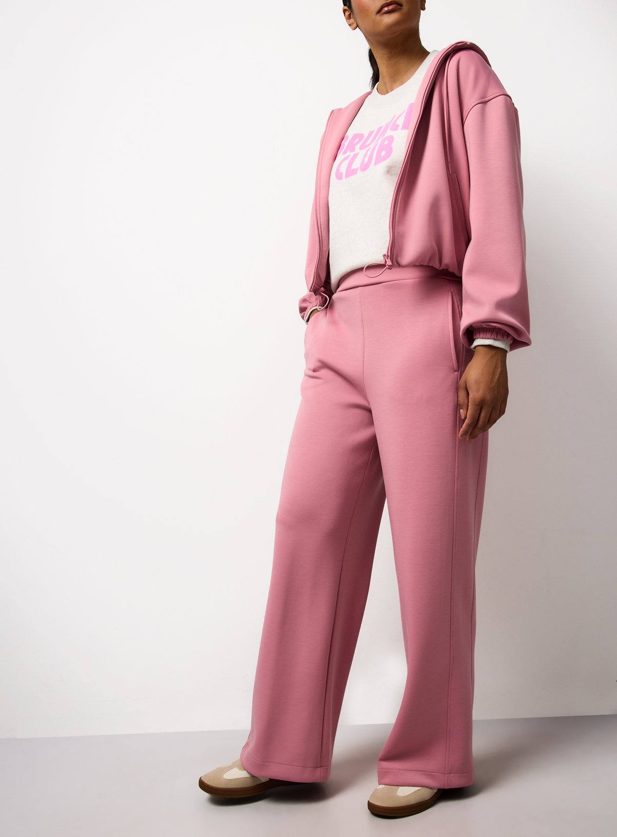 Dusky Pink Wide Leg Co-ord Trousers XL - Image 1 thumbnail